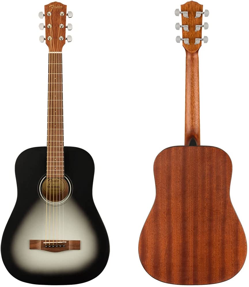 Fender Model FA-15 Silver 3/4 Size Steel Stringed Acoustic Guitar with Gig Bag