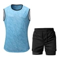 thumbnail image 2 of Bovxnpu Men's Clothing Set 2 Piece Outfits Tracksuit Sleeveless Crew Neck Men's Casual Button Shirt Pants Set, 2 of 8