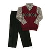 Dockers Boys 3-Piece Outfit Burgundy Argyle Sweater Vest Shirt Corduroy Pants 5