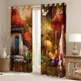 thumbnail image 2 of Mushroom World 30%-50% Blackout Curtains Fantasy Enchanted forest Wonderland Theme Window Treatments , Natural Big Mushroom Wild Fungus Fairytale Curtains & Drapes 52Wx63L, 2 of 5