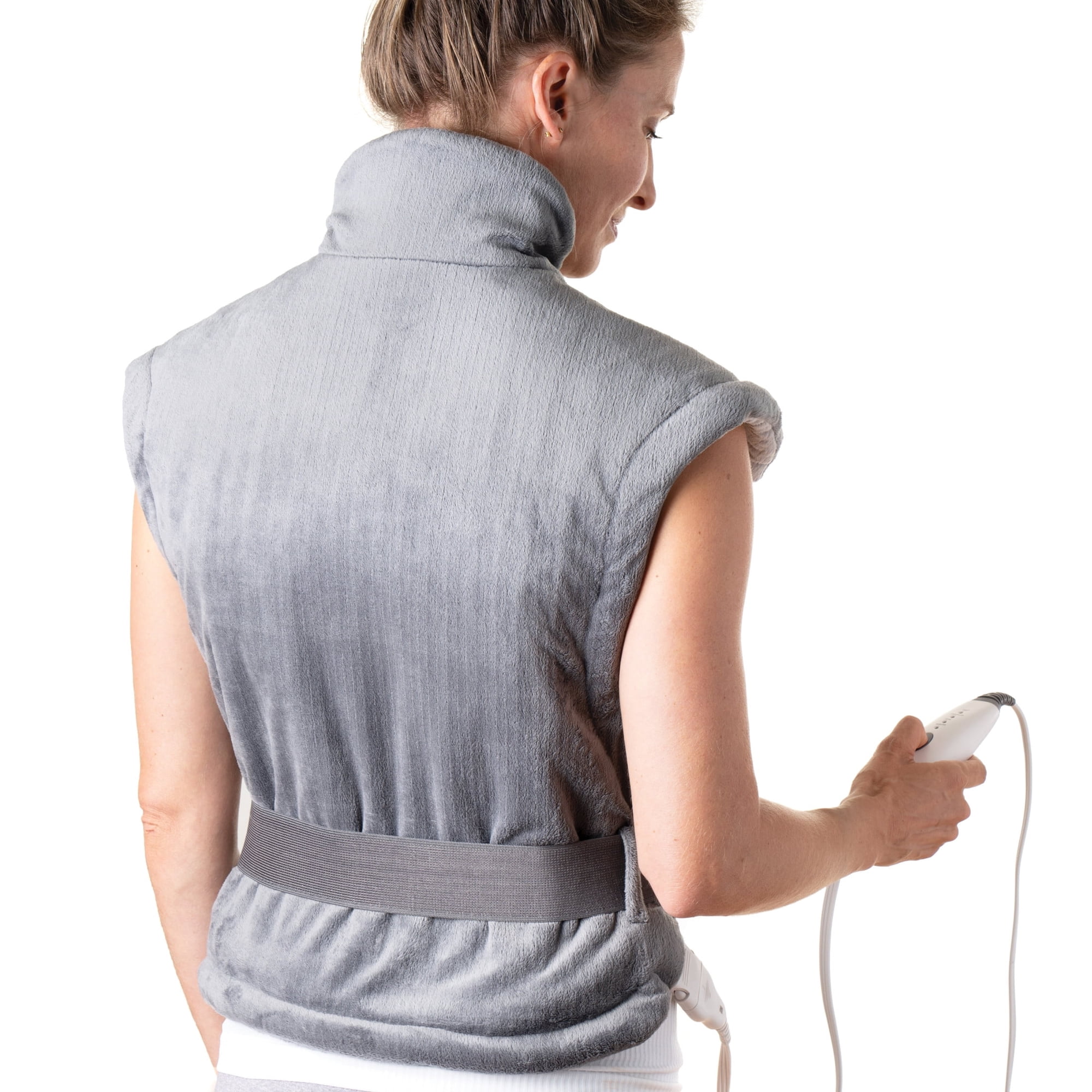 Pure Enrichment PureRelief XL Extra-Long Back & Neck Heating Pad, Safe Heat Therapy for Sore Muscles, & Pain in Neck, Back, & Shoulders, 4 Heat Settings w/ Auto Shut-Off, Soft Fabric (Gray)