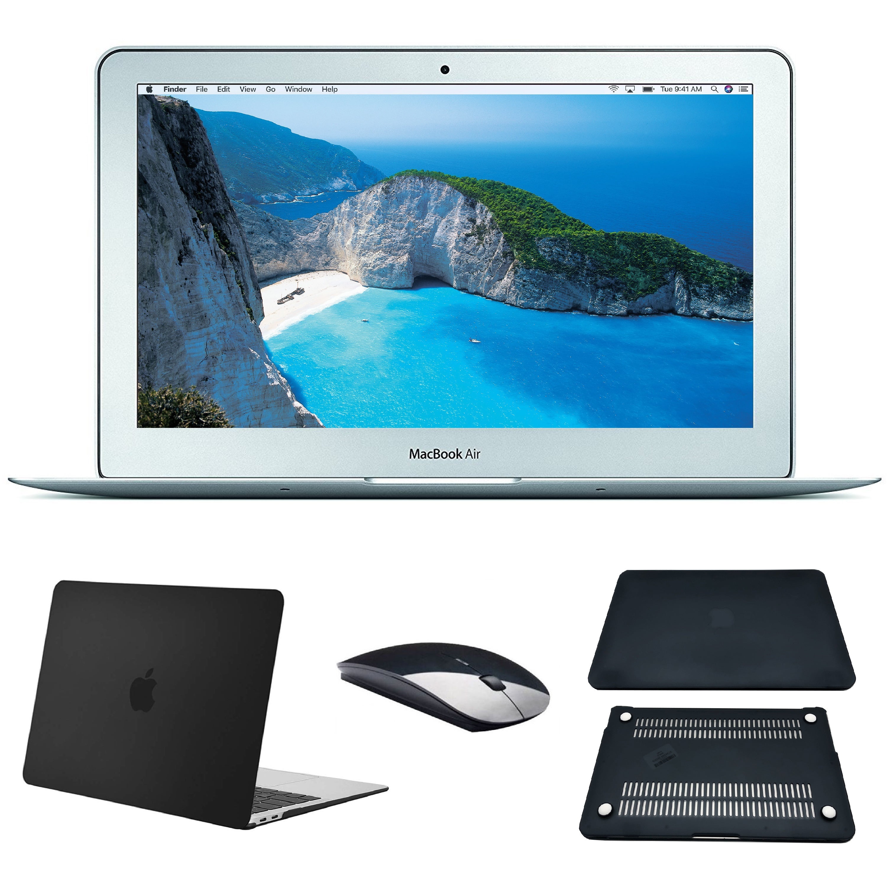 Apple Macbook Air 11 6 Inch Bundle Includes Wireless Mouse Case 128gb Ssd 4gb Ram Silver Refurbished Walmart Com Walmart Com