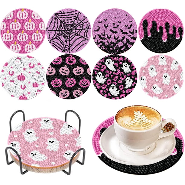 Posavasos Circulares DIY Kits Puntos Diamante Artísticos Con Diamantes 6/7/8 Uds. Pájaro