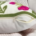 thumbnail image 6 of Summer Decorative Throw Pillow Covers 18"x 18" Set of 2, Floral Embroidered Farmhouse Hot Pink Flowers Green Vine Patterned Cotton Canvas Cushion Case for Sofa Couch Bed Living Room Decor, 6 of 7