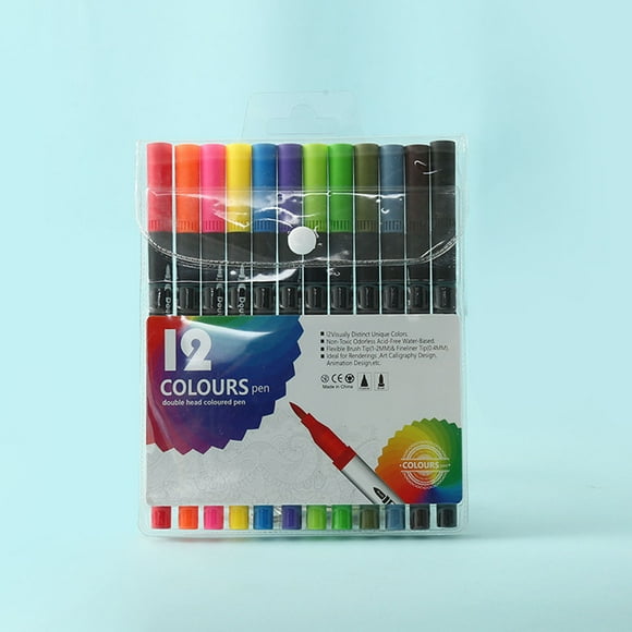Stylo Double Ligne Couleur Stylo de Carnet à Main Stylo en Métal de Rêve Peint à la Main 12 Couleurs Surligneur Marqueur Stylo 2 ml