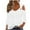 White, variant on GigrtiJin Eyelet Cold Shoulder Shirts for Women Summer Trendy 3/4 Sleeve Tunic Tops Plus Size Solid Color V Neck Blouses