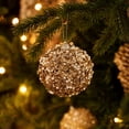 thumbnail image 3 of OCCOA Sequin Pearl Christmas Ball Ornaments Glitter Hanging Baubles in Teal Gold Red for Xmas Tree Wreath Holiday Decor Home Accents Party Supplies, Gold, 3 of 6