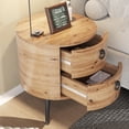 thumbnail image 2 of Ataucjin Round End Table with 2 Storage Drawers,Mid Century Modern Side Table Night Stand with Metal Legs,Wooden Accent End Table Circle Bedside Table,Farmhouse Sofa Side Table for Living Room, 2 of 7
