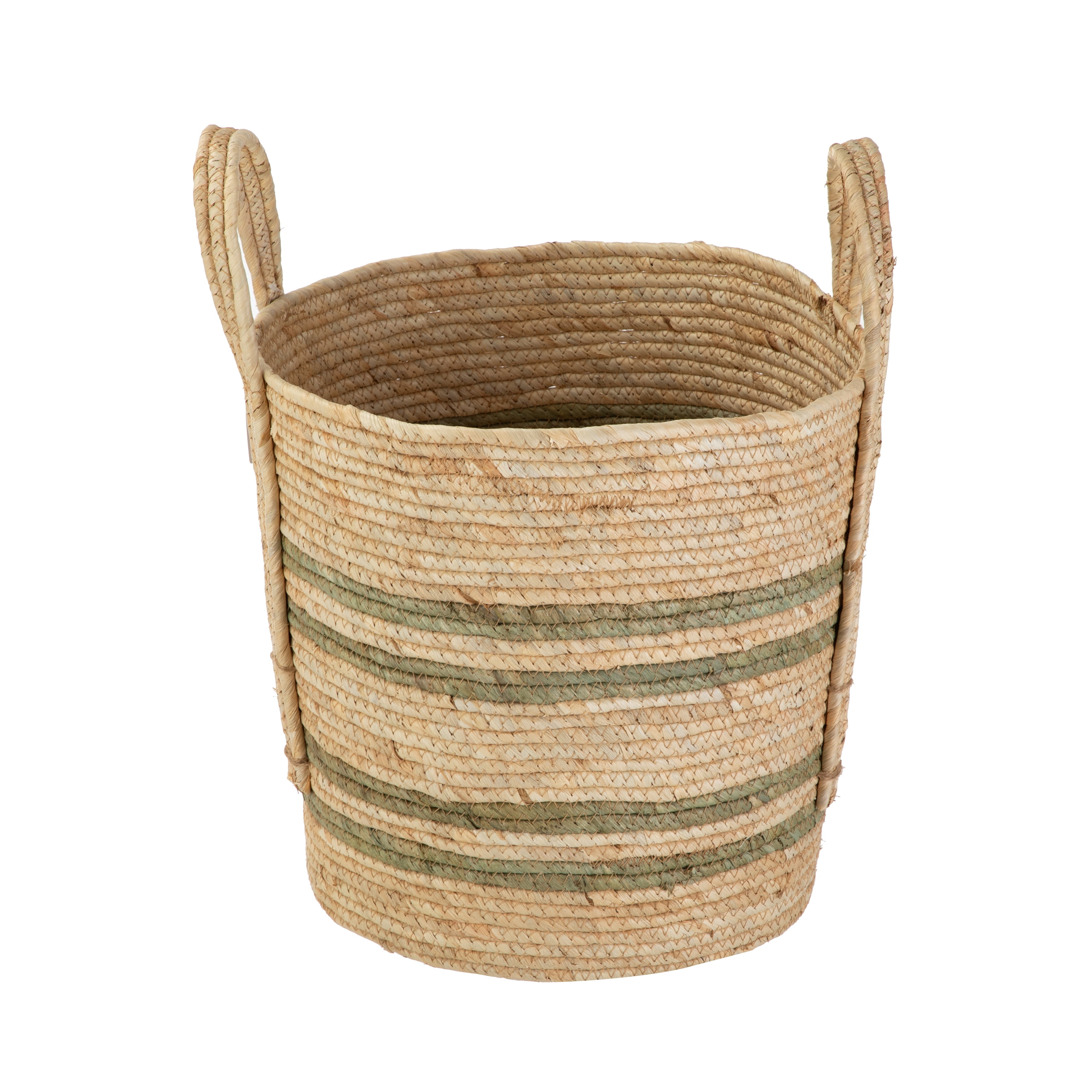 Better Homes & Gardens Natural Maize Colored Stripe Basket, Green, Large