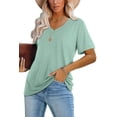 thumbnail image 2 of Camiseta Lunivop para Mujer Verano Casual con Cuello en V y Manga Corta, 2 of 4