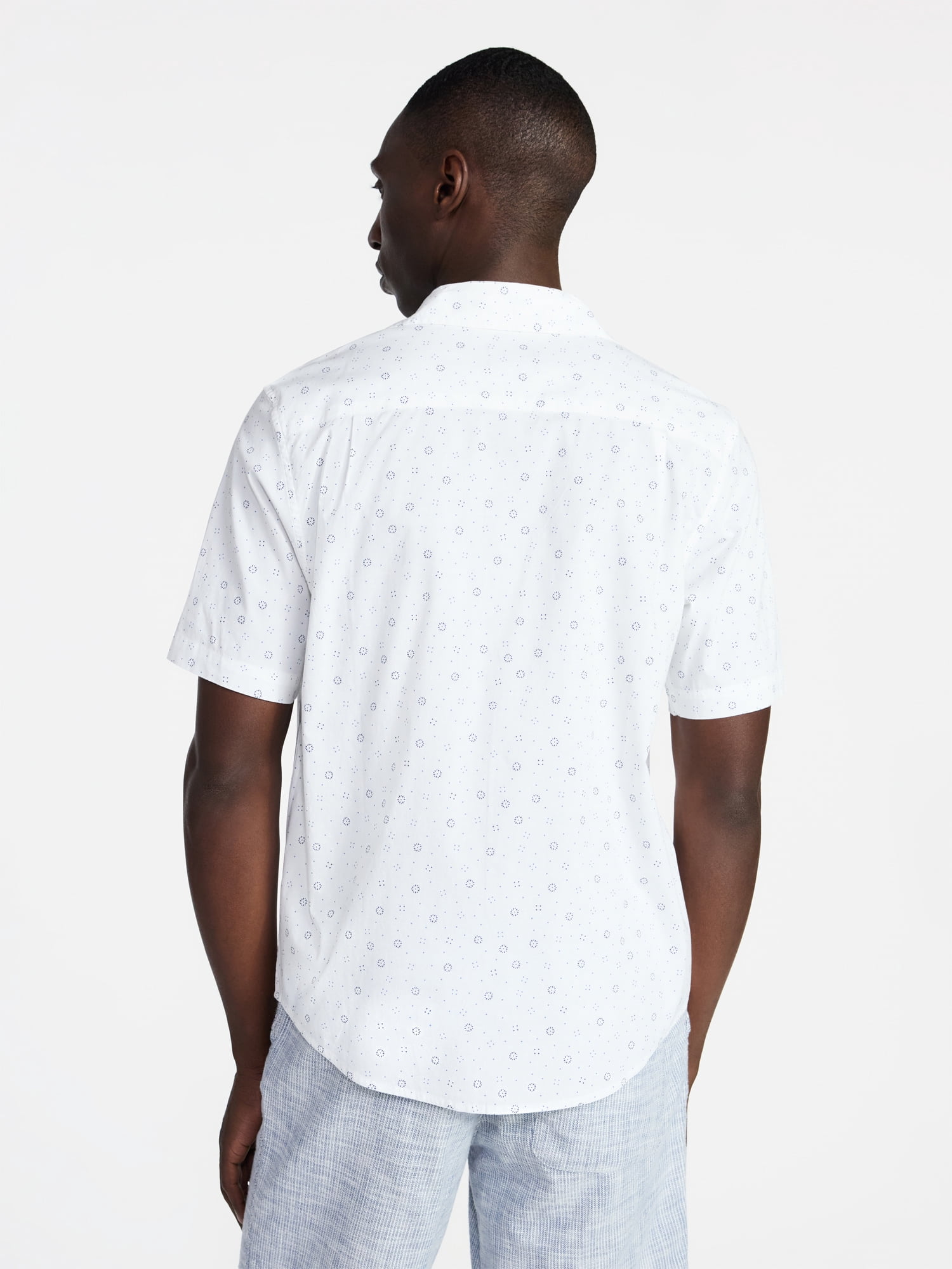 George Men's & Big Men's Modern Fit Poplin Button Up Shirt with Short Sleeves, Sizes XS-5XL