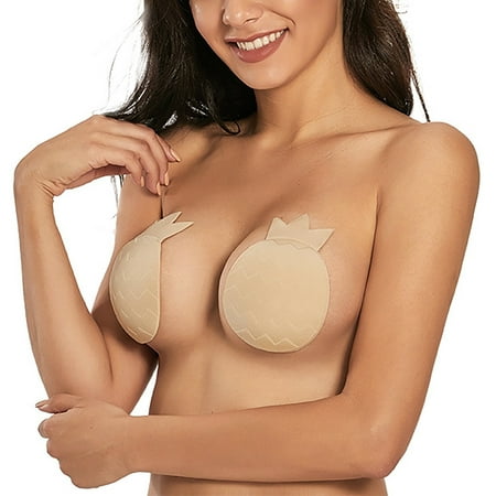 

Bra Women s Pineapple Lifting Chest Sticker Rabbit Ear Strapless Silicone Breast Sticker Silica gel Simple Long Sleeve Shirts for Women Beige