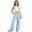 A-Blue57, variant on Hiijoy Girls Solid Color Casual Pants Elastic Waist Drawstring Pants Side Slit Trousers