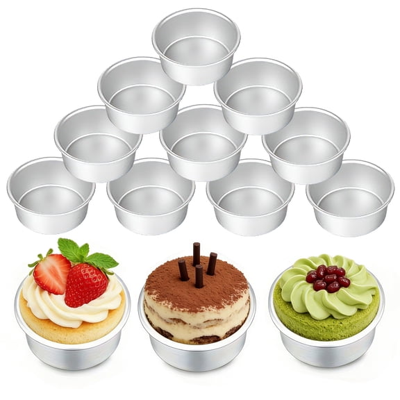 12 Pcs Cake Pans Nonstick Aluminum Small Round Cake Baking Pans Molds for Handmade DIY Cakes, Bread, Puddings, Cheesecakes, and Candies（4IN）