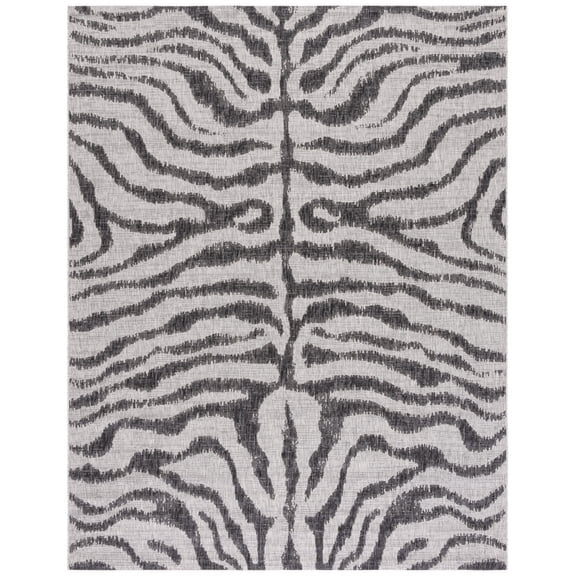 SAFAVIEH Courtyard Gerald Animal Indoor/Outdoor Area Rug, Grey/Black, 8' x 11'
