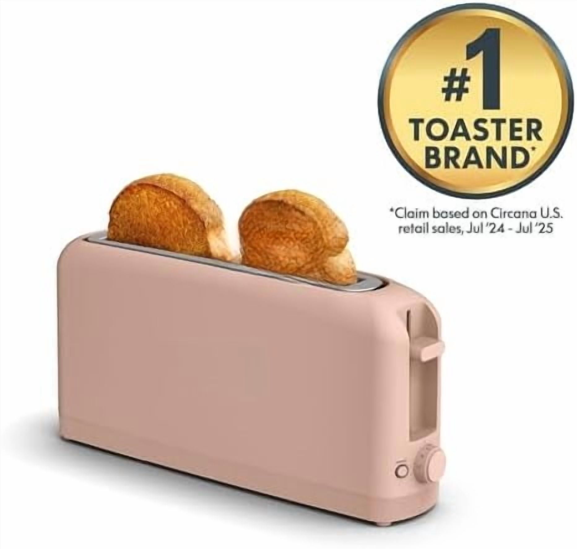 2 Slice Slim Toaster, Fits-anywhere™ Kitchenware, 6 Setting Shade Control with Reheat & Cancel Buttons, Fits sourdough, 10” Long Slot, Anti Jam & Auto Shutoff, 900 Watt, Blossom