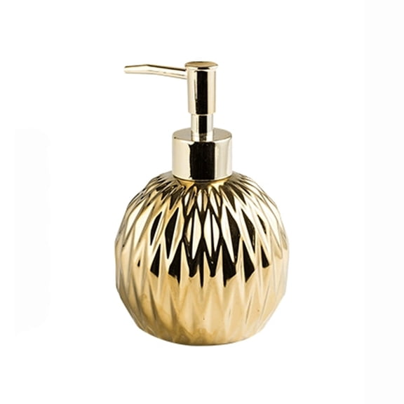 HPZZ Ceramic Diamond Pattern Round Hand Soap Dispenser 14oz Lotion Dispenser with Pump Refillable Liquid Soap Dispenser for Hotels Bathroom Kitchen (Gold Silver)