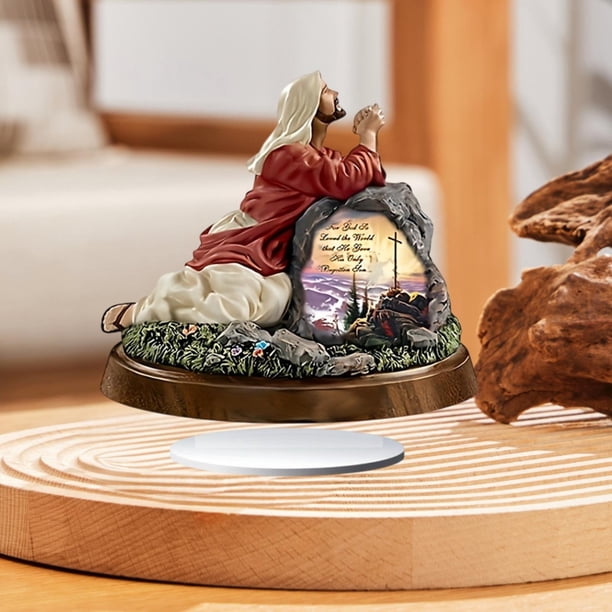 Estatua de Jesús, escultura acrílica, adorno de mesa, estatuilla decorativa 2D para sala de estar, estantería, oficina, centro de mesa, escritorio
