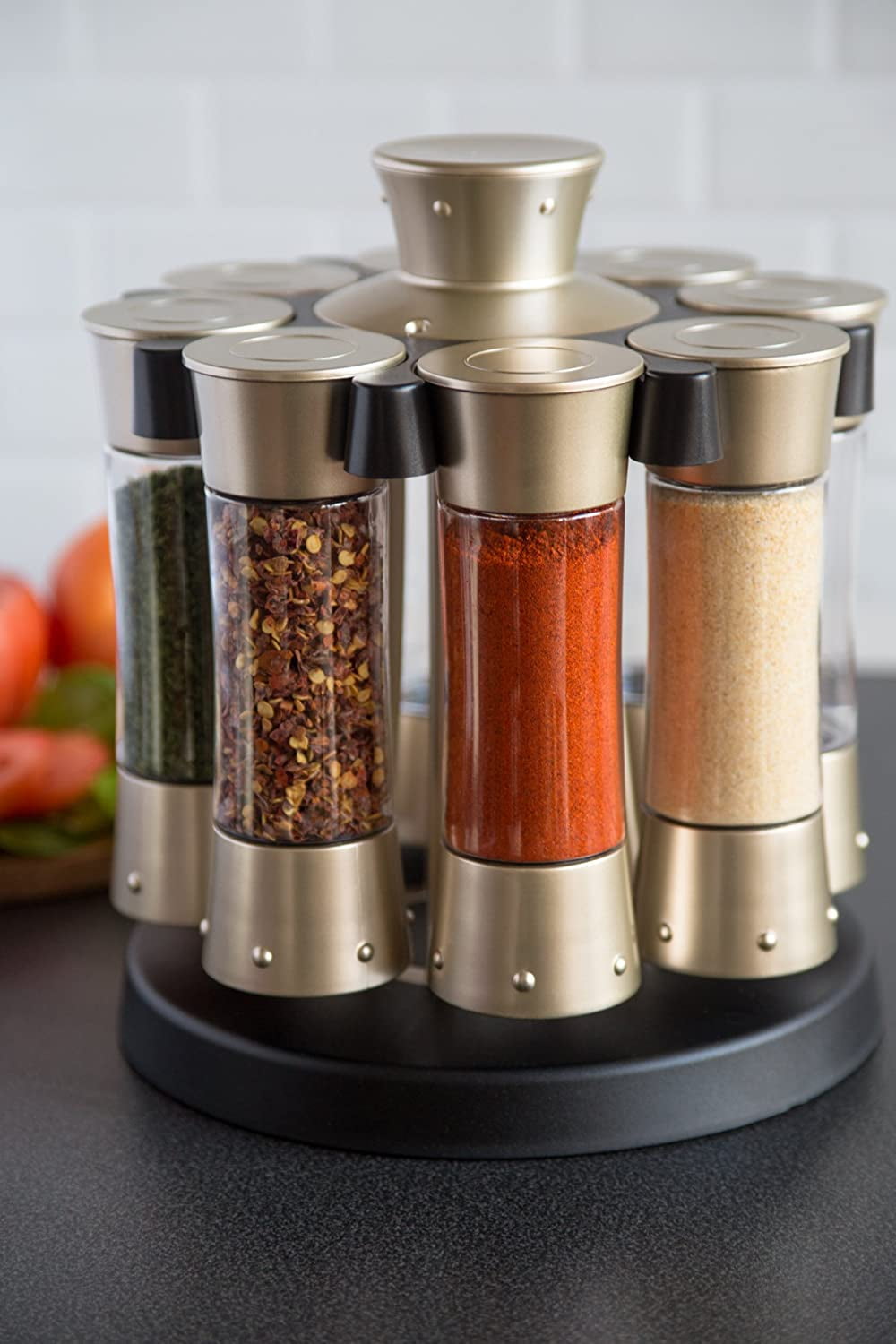 KitchenArt Select A Spice Auto Measure Carousel Professional Series Satin Seasoning Caddy Holder Walmart