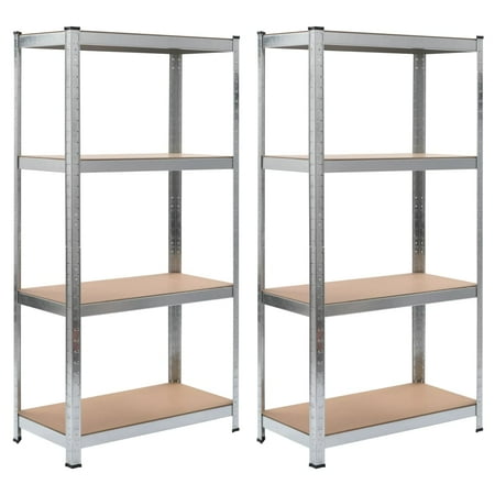 

Carevas 4-Layer Shelves 2 pcs Silver Steel&Engineered Wood