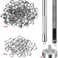 thumbnail image 2 of 200Pcs Metal Eyelets Set 6mm Grommet Rings Kit with Mounting Punch Rod for DIY Accessories Leather Craft Clothing Repair, 2 of 7