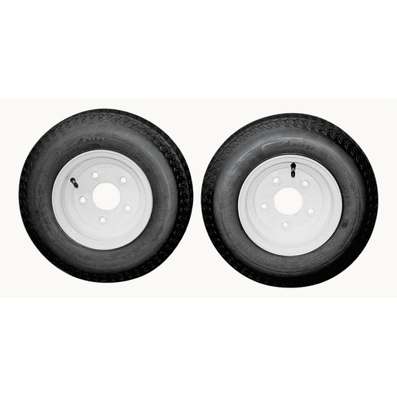 Antego Tire and Wheel (Set of 2) 4.80-8 Tire and Wheel Assemblies, White 5 Lug Trailer Tires and Wheels, 6 Ply, Load Range C