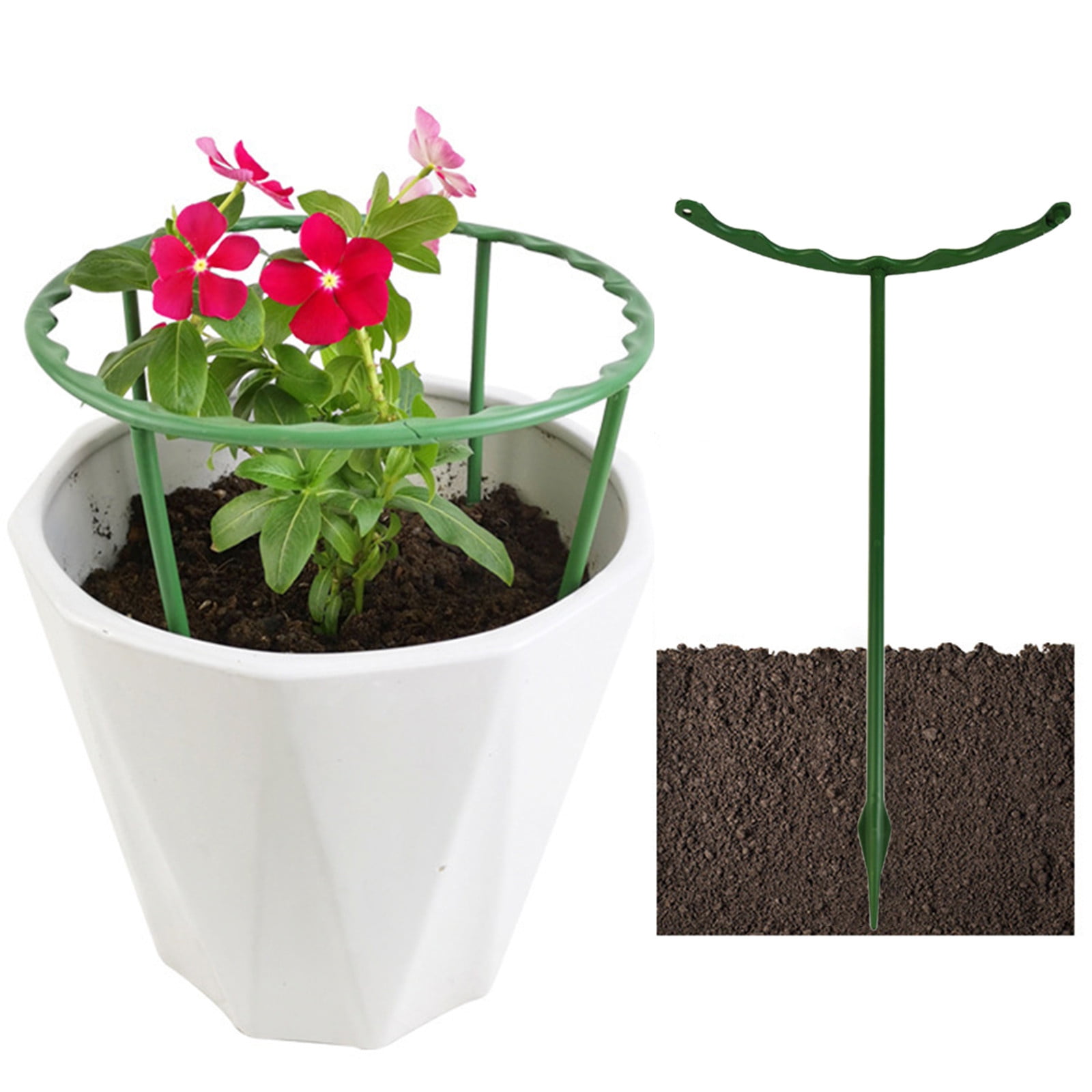 2025 New Support Stake, 6PCS Half Round Support Ring Cage, Flower Pot Climbing Trellis for Clivia, Roses, Hydrangea, Indoor (5.9 x 5.7 in)