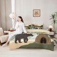 thumbnail image 5 of Manfei Wild Bear 7-Piece Twin Bedding,Vintage Animals Bedding Comforter Set,Brown,Light Gray Reversible, 5 of 7