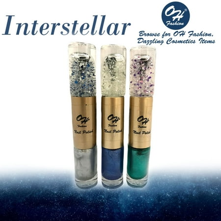 Metallic Base Coat (OH Fashion Nail Polish Double Cylinder Style Interstellar Several Colors Metallic Silver, Blue and Green 3 PCS 2 Colors in 1 Base Coat & Top Coat Manicure, Pedicure, Nail Color)