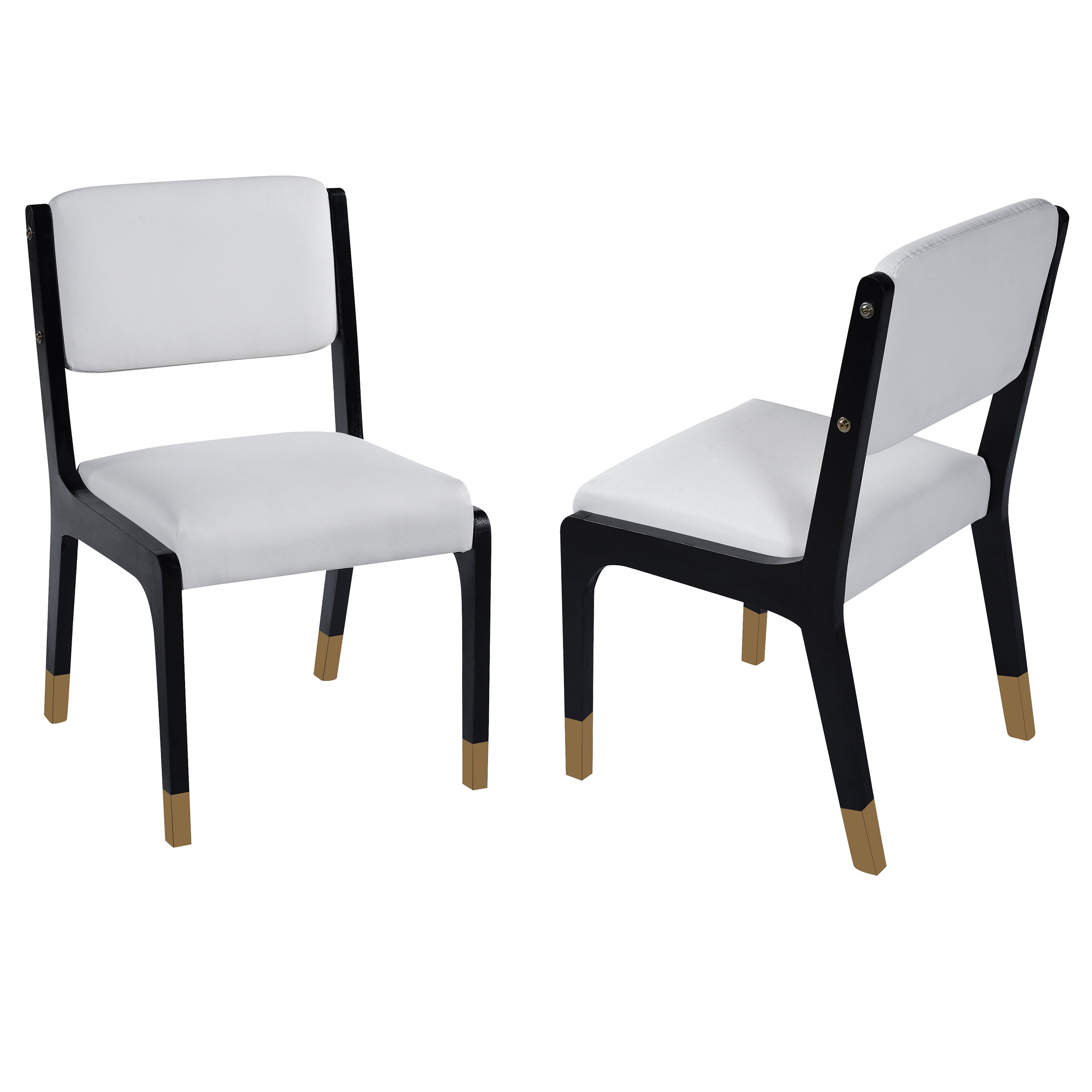 Euroco Wooden Dining Chairs Set of 2, Modern Farmhouse Fabric Upholstered Kitchen Side Chairs with Padded Seat for Dining Room,Black