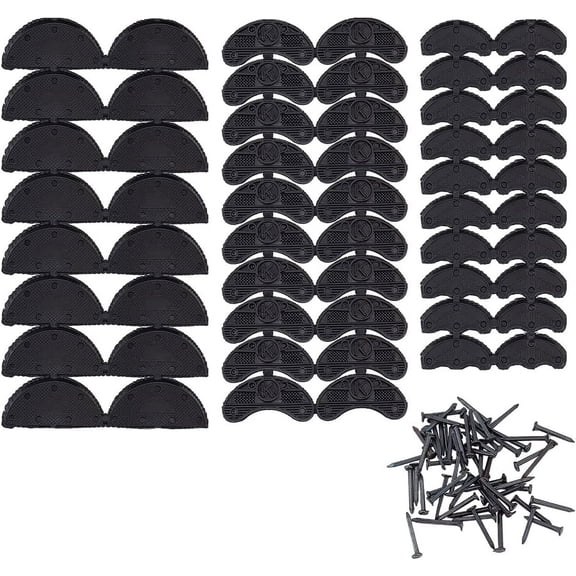 60 Pcs Heel Plates Rubber Shoe Heel Taps Black Shoe Sole Heel Shoes Repair Pads Replacement Shoe Repair Kit with Iron Nails DIY