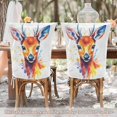 thumbnail image 5 of Decorative Chair Back Cover One Size x2 Chair Cover Dining Chair Slipcovers Chair Back Decoration Festival Chair Decoration Watercolor Cartoon Deer, 5 of 6