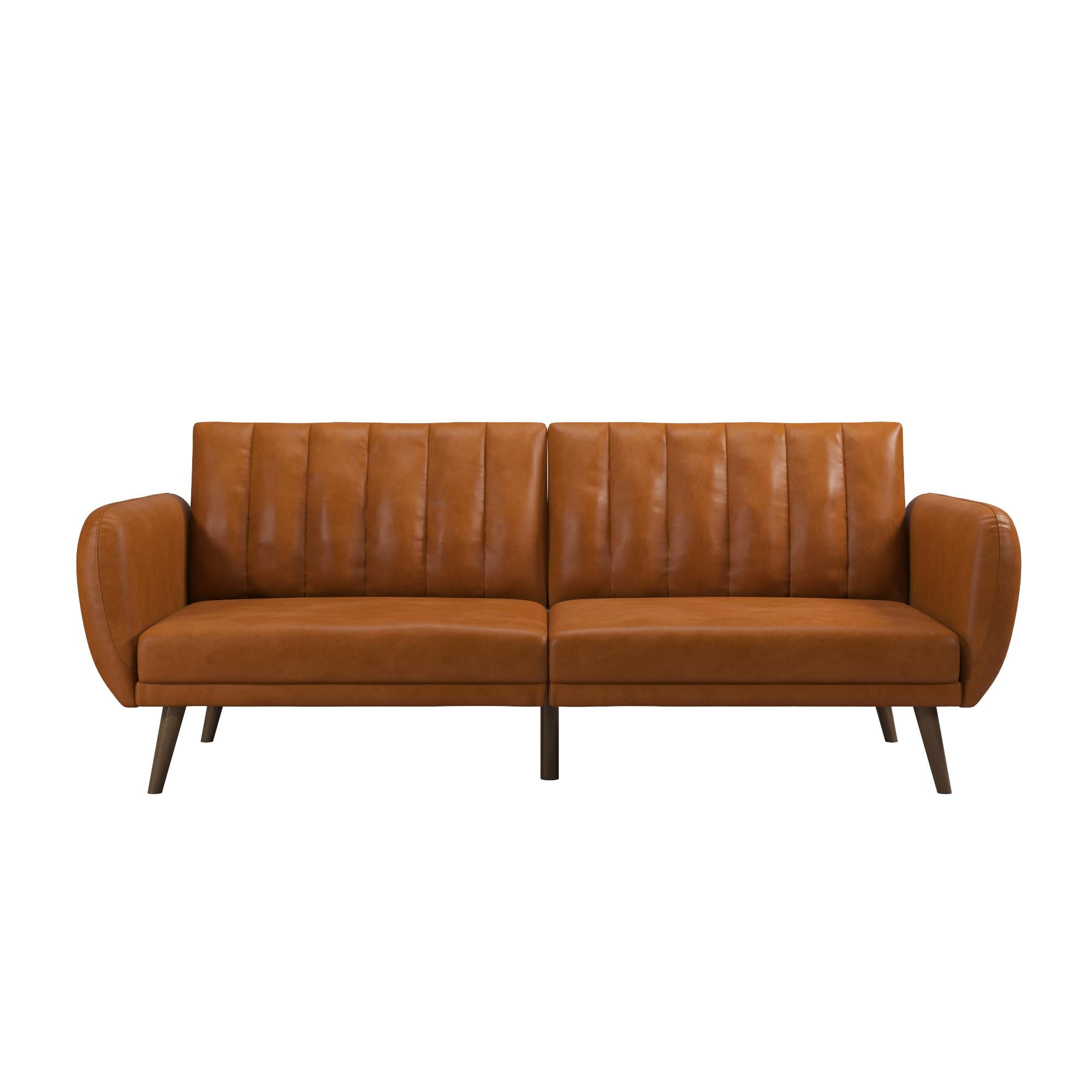 Novogratz Brittany Futon, Camel Faux Leather