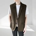 thumbnail image 2 of Iugvhana Men Sleeveless Business Vest Blazers Dressy Open Front Button Up Lapel Work Vests Summer Jacket with Pockets Coffee L, 2 of 8