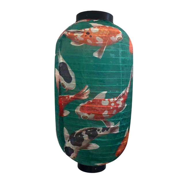 Tela de linterna Tela de impresión de estilo japonés para linternas de interior al aire libre Patio de casa Decoración de restaurante Ramen con gancho Verde 25x45cm Sunnimix Linterna japonesa