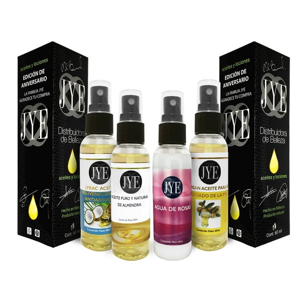 Kit de Hidratación CUIDADO DE LA PIEL (Incluye: aceite de coco, aceite de almendras dulces, aceite de argán y agua de rosas) JYE Natural