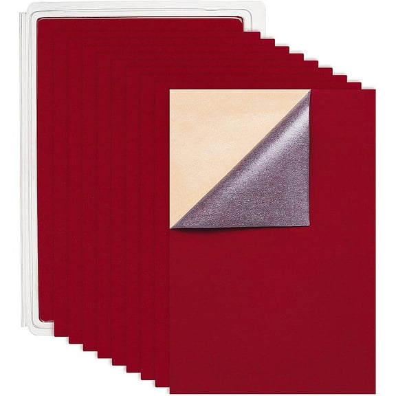 1 Set 20PCS Velvet (Dark Red) Fabric Sticky Back Adhesive Felt A4 sheet (21cm x 30cm / 8.3" x 11.8") Self-Adhesive Durable and Water Resistant Multi-purpose Ideal for Art and Craft Making