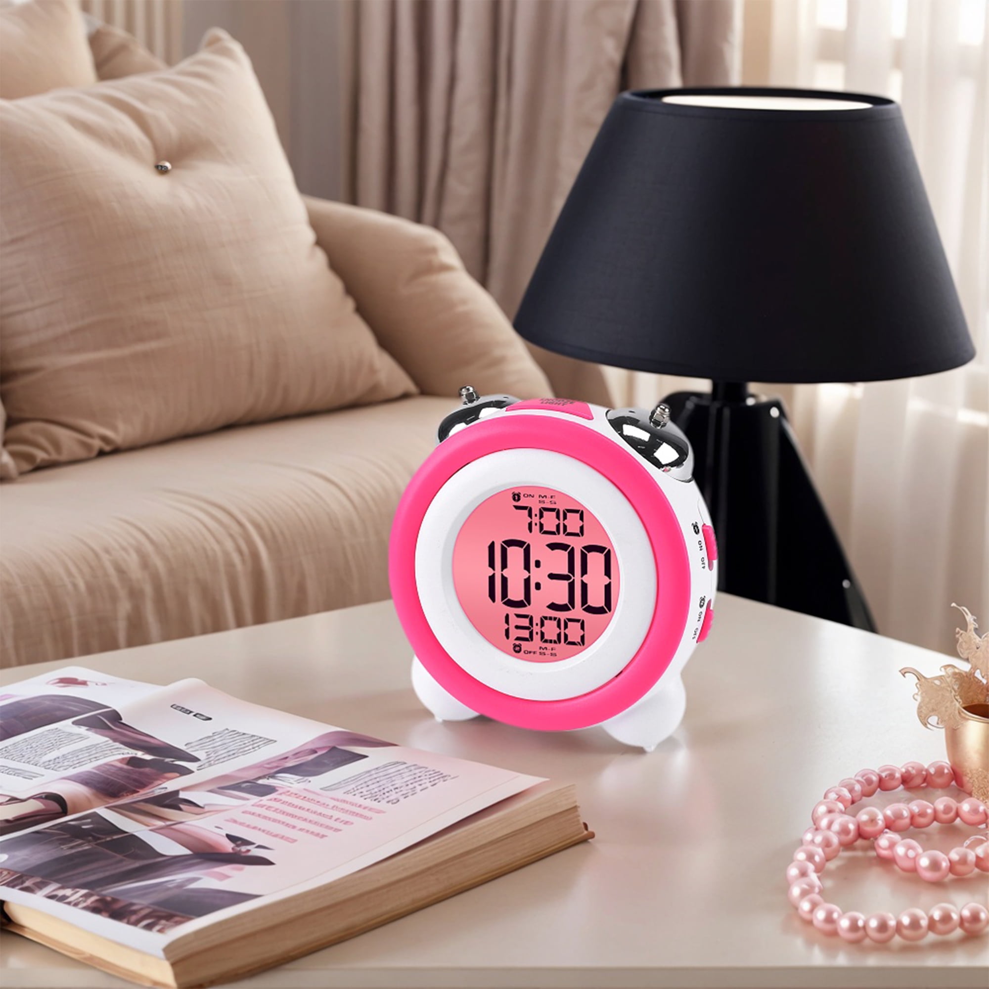 Unique Bargains Backlight Design Loud Alarm Clock Red 4.3"L x 2.4"W x 4.3"H