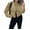 Khaki, variant on Women'S Cropped Varsity Jackets Long Sleeve Button Down Casual Coat with Pockets Outwear Black L