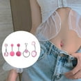 thumbnail image 4 of jiaroswwei 5Pcs/Set Women Navel Rings Geometric Decorative Cubic Zirconia Belly Button Bar Rings Body Piercing Jewelry for Beach, 4 of 8
