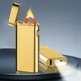 thumbnail image 1 of Windproof USB Rechargeable Lighter with LED Power Display, High Power Alloy Body Electric Arc Lighter, Portable Windproof Flameless Lighter for Camping Hiking Outdoor Kit, Gold, 1 of 6