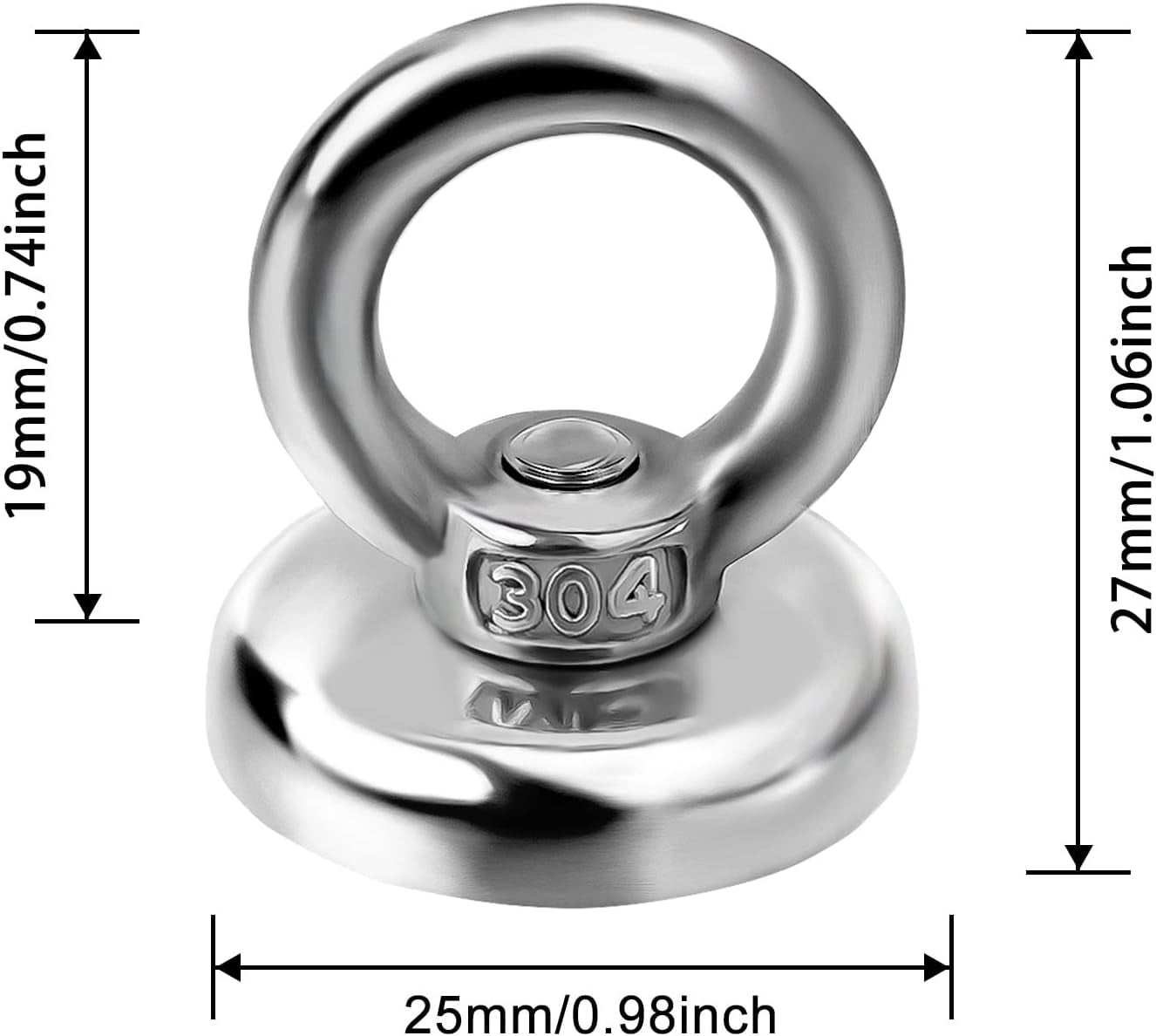 60 Lbs Pulling Force Heavy Duty Neodymium Magnetic Hooks Rare Earth Magnets with Countersunk Hole Eyebolt for Home Workplace Garage Kitchen and Office, 10 Pack