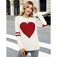 thumbnail image 2 of Pullover Sweaters for Women Cute Heart Print Valentines Day Crewneck Fall Winter Knitted Strie Sweaters Warm Long Sleeve Jumper Tops Alsol Lamesa, 2 of 6