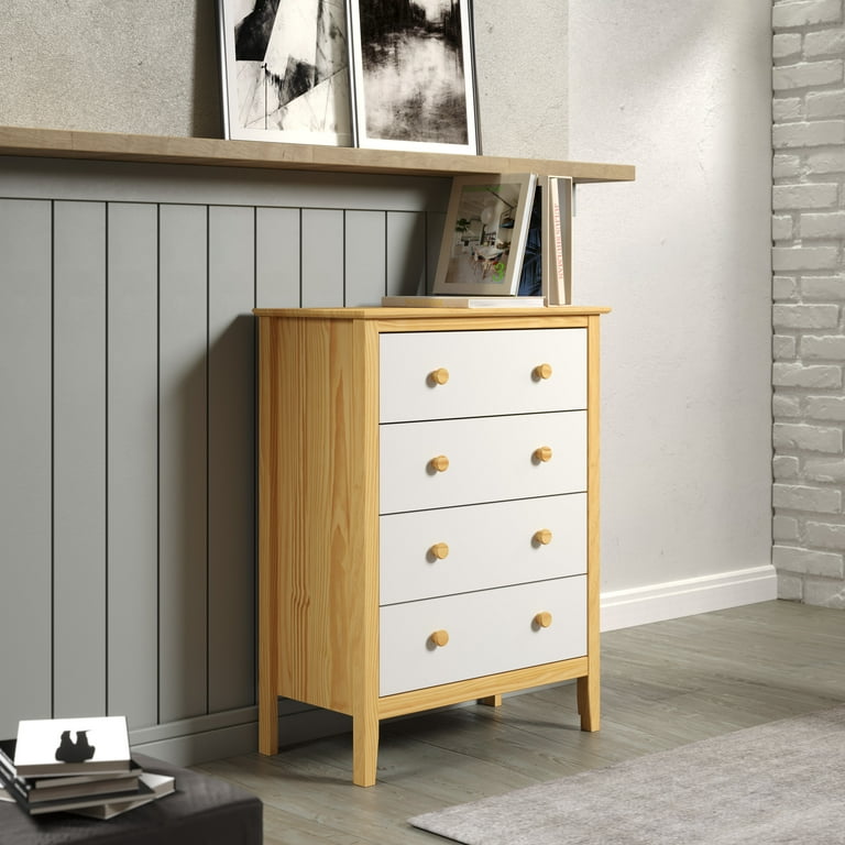 White dresser with natural wood top deals