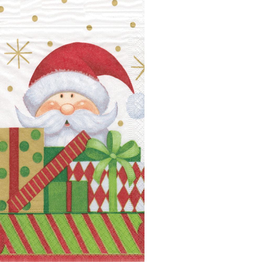 Christmas Paper Guest Napkins 15pk 11990G Santa with Gifts