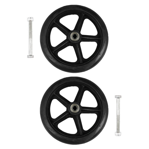 ROSENICE  2 Pcs Walker Spare Parts Front Wheel for Wheelchair Accessory Shopping Office Black