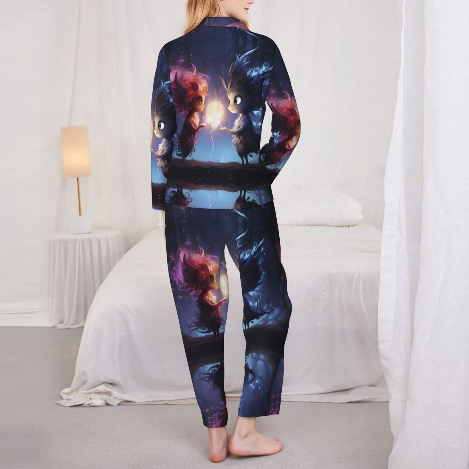 Pajamas for Women Set - Dreamy Forest Elf Comfy Long Sleeve Button Up Pajama Sets for Women 2 Piece, Soft Sleepwear Nightwear Pjs Lounge Sets for Women with Pockets