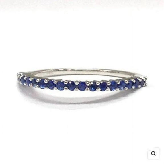 Sapphire Eternity Wedding Band Stackable Ring Art Deco Matching Band Anniversary Gift 925 Sterling Silver Gemstone Jewelry For Women Gift
