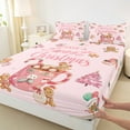 thumbnail image 4 of Feelyou Pink Happy Christmas Twin Sheet Sets for Kid, Kawaii Gingerbread Man Twin Fitted Sheet, Coffee Dessert Flat Sheet, Luxury Bedroom Decor, 3-Piece, 4 of 8