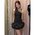 thumbnail image 5 of Women Ruffle Bubble for Mini Dress Sleeveless Ruched Hem Bodycon Dresses Tank Short Dress Black L, 5 of 8